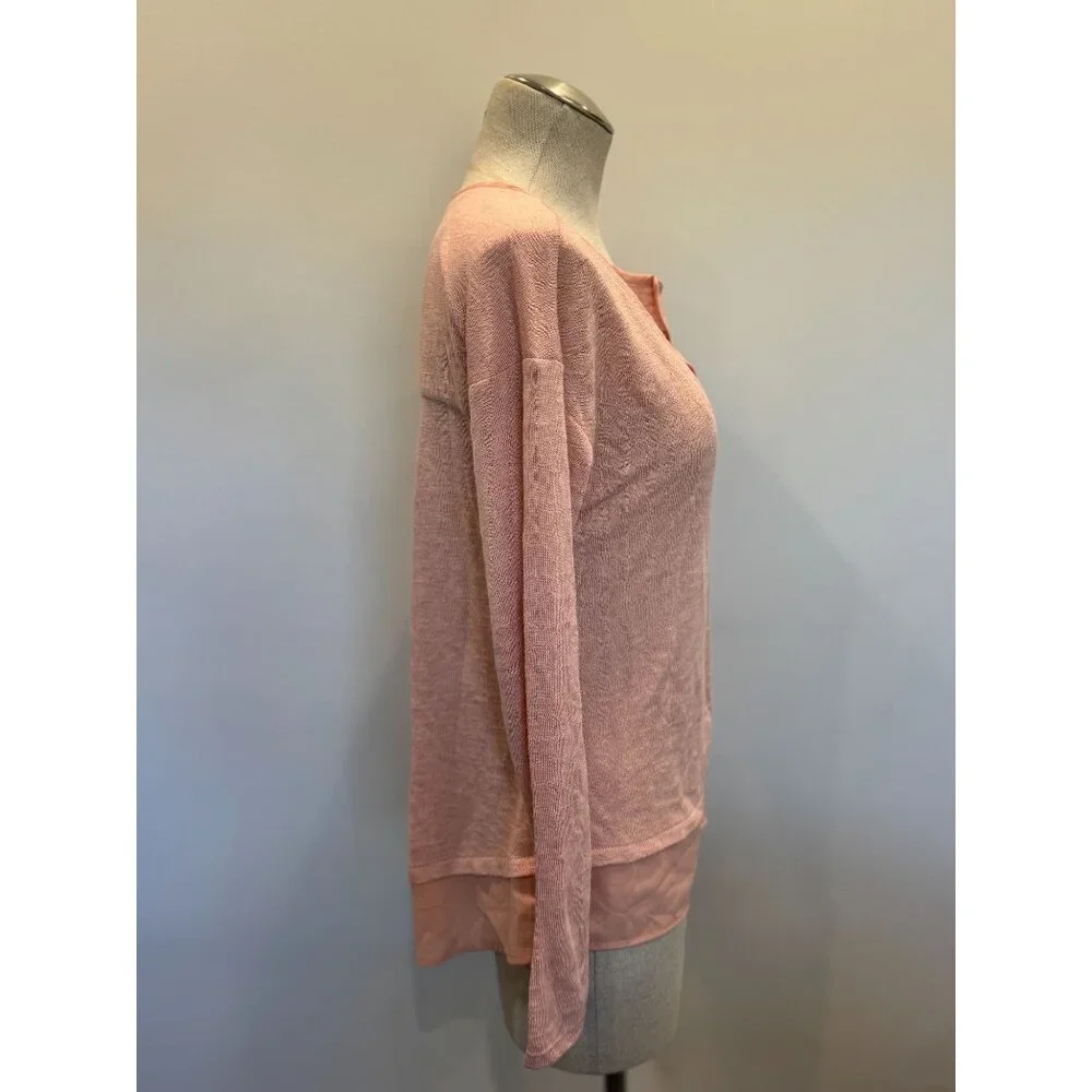 Sanctuary NWT Split Neck Top in Peach Size XS - Picture 3 of 6
